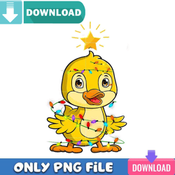 christmas duck tree lights png cute yellow duck png instant download - svgtrending