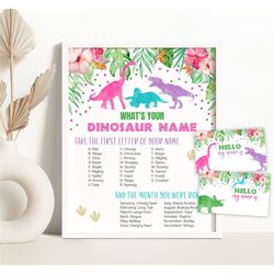 what is your dinosaur name game dinosaur party sign dinosaur name game dinosaur birthday t-rex birthday party name game