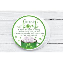 editable st patrick's lucky hot cocoa bomb st patrick's day hot chocolate bomb tags st patrick's day gift tag you're the
