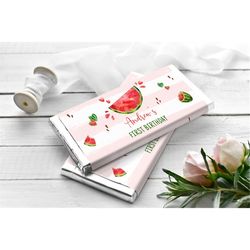 EDITABLE Watermelon Chocolate Bar Wrapper Red Watermelon Birthday Candy Bar Wrapper Watermelon Candy Bar Wrapper One in