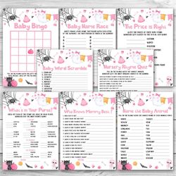 little boo baby shower game package 8 printable halloween baby shower games party pack ghost baby shower games bundle 01