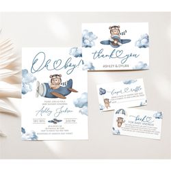 editable airplane bear baby shower package bear on a plane we can bearly wait invitation set boy bear baby shower invita