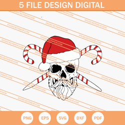 santa skull and cross candy canes svg, santa skull svg