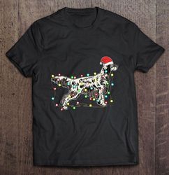 english setter santa hat christmas lights tshirt