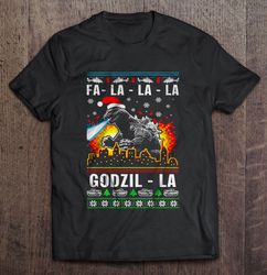 fa la la la godzil la christmas sweater tshirt