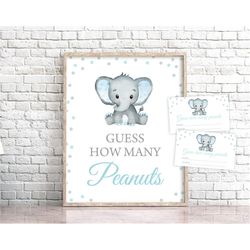 guess how many peanuts blue elephant baby shower game peanuts baby shower game elephant baby shower sign baby shower gam