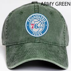 philadelphia 76ers embroidered distressed hat, nba 76ers logo embroidered hat, nba football team vintage hat, dad hat