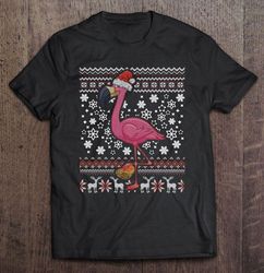 flamingo taco santa hat christmas tshirt