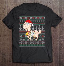 funny goat santa hat christmas lights tshirt