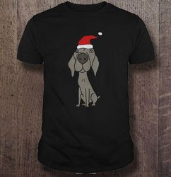 funny weimaraner dog in santa hat christmas t-shirt