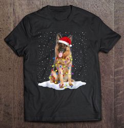 german shepherd santa hat christmas lights shirt