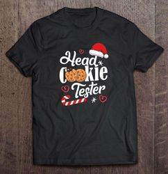 head cookie tester santa hat candy cane christmas shirt