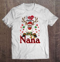 i love being a nana reindeer santa hat christmas lights plaid shirt