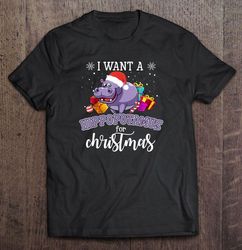 I Want A Hippopotamus For Christmas Snowflakes V-Neck T-Shirt