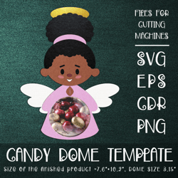 black angel girl | christmas candy dome | christmas ornament | paper craft template | sucker holder svg