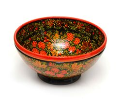 big cup khokhloma "raspbeck" wooden salad bowl