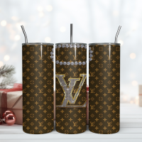 lv 20oz skinny tumbler luxury, fashion designer gift tumbler, fashion girl travel tumbler, fashion women tumbler, fashio