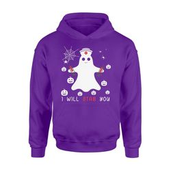 funny ghost nurse i&8217ll stab you halloween hoodie