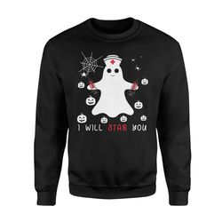 funny ghost nurse i&8217ll stab you halloween sweatshirt