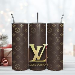 lv 20oz skinny tumbler luxury, fashion designer gift tumbler, fashion girl travel tumbler, fashion women tumbler, fashio