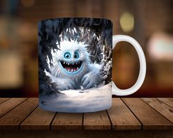 3d abominable snowman mug sublimation, 3d christmas 11oz, 15oz mug sublimation wrap, digital download mug png, coffee cu