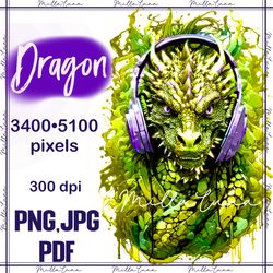 dragon png, christmas dragon png, dragon sublimation design jpg, dragon in headphones png, dragon portrait png.