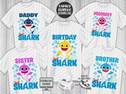 baby shark birthday png family bundle digital download