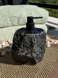 soap dispenser. handmade from natural eternal stone - labradorite.