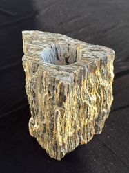 petrified wood toothbrush holder or vase. natural stone handmade.