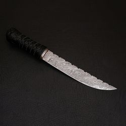 custom hand forged damascus steel japanese samurai tanto knife with leather sheath
