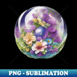 meadow flower crystal ball - png transparent sublimation design - add a festive touch to every day