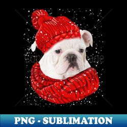 white chihuahua wearing red hat and scarf christmas - trendy sublimation digital download - bold & eye-catching