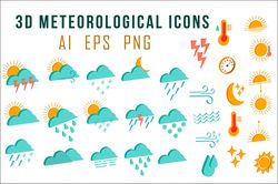 3d meteorological icons.