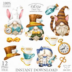 alice in wonderland gnomes. digital clipart, gnome images. gnomes graphics. cute gnom instant download. digital download