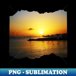 beautiful orange sunset by the ocean photo greece - aesthetic sublimation digital file - add a festive touch to every day