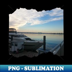 sunset by the ocean city in usa photography design boat - instant sublimation digital download - bring your designs to life