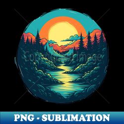 serene river flow - tranquil forest landscape - high-quality png sublimation download - instantly transform your sublimation projects