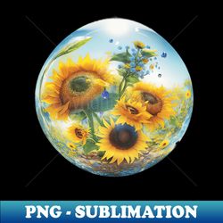 crystall ball sunflowers - retro png sublimation digital download - unlock vibrant sublimation designs