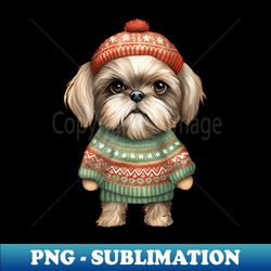 christmas sweater shih tzu - artistic sublimation digital file - perfect for creative projects