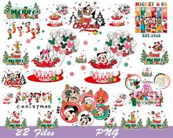 Retro Disney Christmas Character Png Bundle, Christmas Mickey Mouse Png, Christmas Mouse And Friends Png