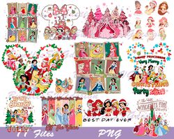 disney princess christmas png bundle, merry christmas png, the most worderful time of the year, disney christmas png