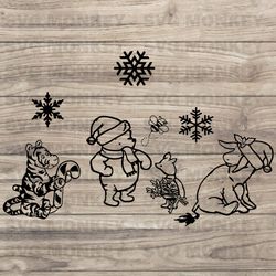 winnie the pooh christmas friends svg digital cricut file svg eps dxf png