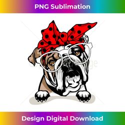 cute english bulldog xmas red plaid headband and glasses long slee - minimalist sublimation digital file - ideal for imaginative endeavors