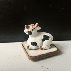 small cow figurine, miniature cow, tiny cow sculpture | mini cow, farm animal | miniature garden | ussr vintage 1980s