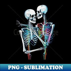 skeleton lovers embracing in eternal love - halloween illustration - exclusive png sublimation download - stunning sublimation graphics