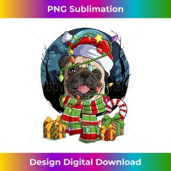 xmas santa pug tree lights candy winter happy christmas dog long sl - sublimation-optimized png file - striking & memorable impressions