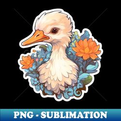 vibrant duck portrait with flowers sticker embrace natures beauty and playful spirit - modern sublimation png file - unleash your creativity