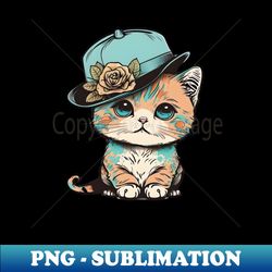 cat retro wearing a hat - high-quality png sublimation download - perfect for personalization
