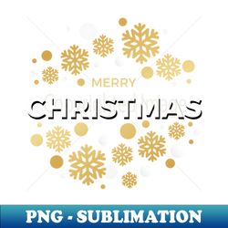 Merry Christmast - Golden Snow Ornament - High-Resolution PNG Sublimation File - Perfect for Sublimation Art