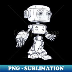 3-dimensional cartoon sketch robot for childrens book - png transparent sublimation file - unleash your creativity